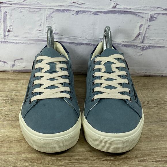 Taos Z-Soul Blue Canvas Sneakers Women's 7 Wide Side Zip Casual Lace Up Shoes - Picture 2 of 8